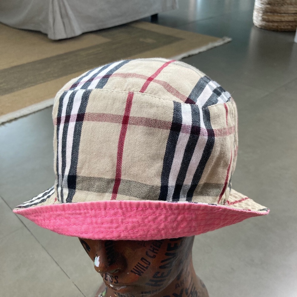 Reversible Burberry Plaid and Pink Bucket Hat